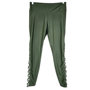 Medium Green Laced Up Leggings